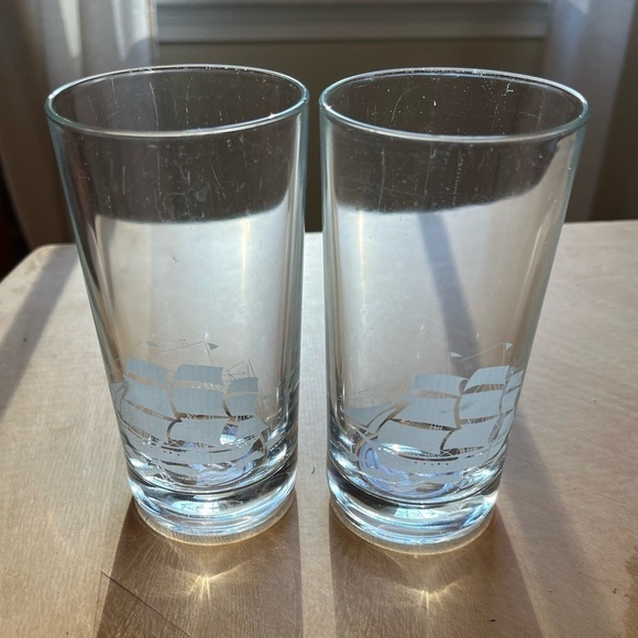 Vintage Schooner Sailing Ship Tumblers Glasses 12 oz. set of Two - Picture 8 of 16